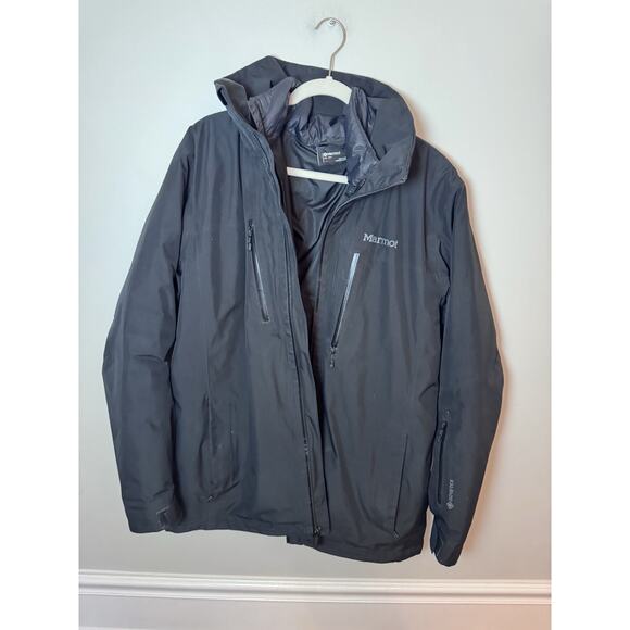 MARMOT $475 GORE TEX RECCO Jacket Mens Size Large Insulated Black - Picture 1 of 16
